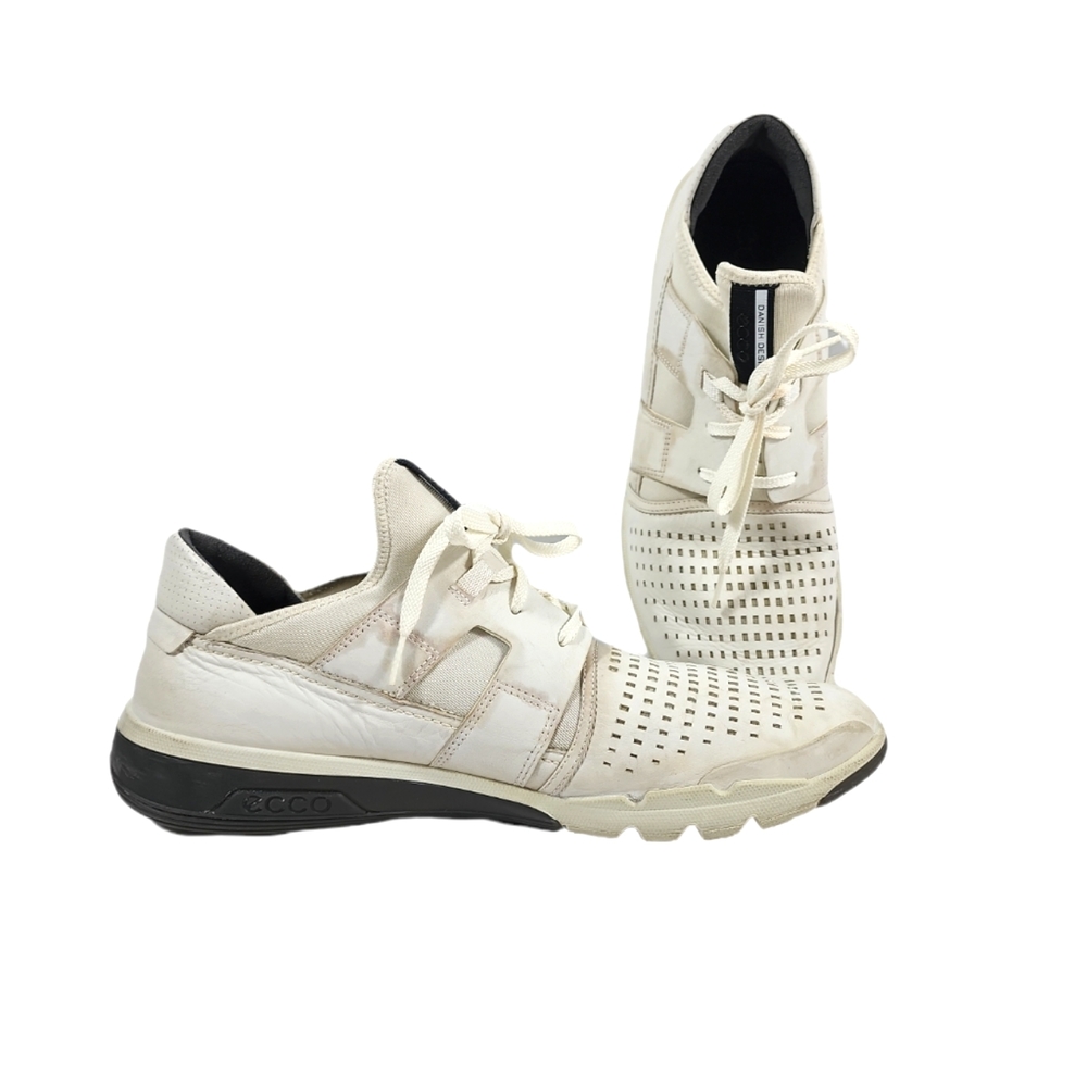 Ecco Danish Design White Leather Casual Lace Up Men's Sneakers Sizs 47-13 US